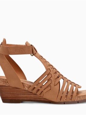Earth Tan Leather Strappy Wedge Sandal